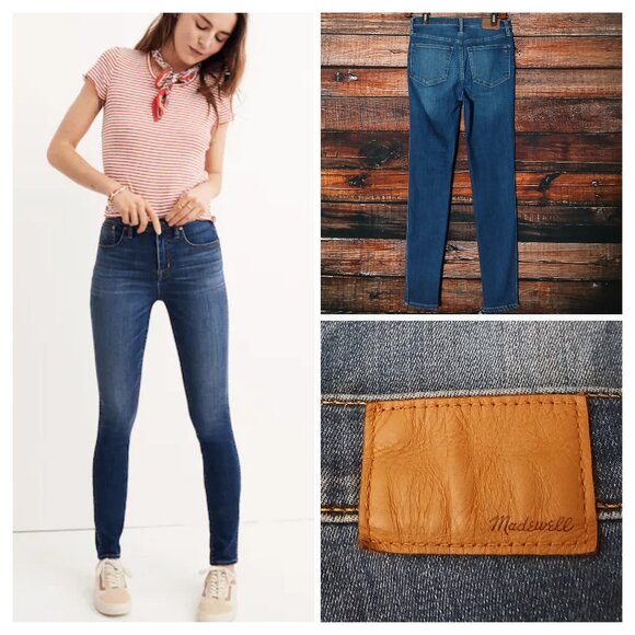 Madewell Jeans Size 27 Skinny 10" High Rise Tencel Denim Danny Wash Blue Stretch - Picture 1 of 11